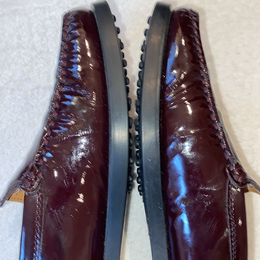 Tod’s wine oxblood burgundy patent leather rubber sole driving shoe Sz 39.5 - Picture 5 of 11